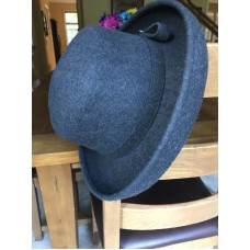 AUGUST Dark Gray Wool Brimmed Hat with Belted Buckled 100% Wool NWT  eb-73494933